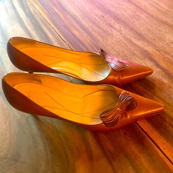 Kate Spade cognac, leather kitten heels - Picture 2 of 6